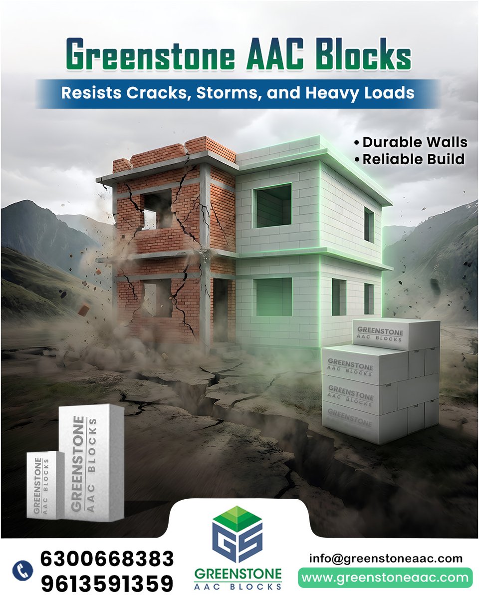 GreenstoneAac's tweet image. Built to last through every challenge.
Greenstone AAC Blocks resist cracks, withstand storms, and support heavy loads—ensuring durable walls and reliable construction.

🌐 greenstoneaac.com

#DurableConstruction #StrongWalls #GreenstoneAAC #AACBlocks #ReliableBuild