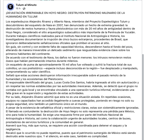 mantarayo's tweet photo. Esto es una verdadera tragedia.
La pérdida no es solo para México sino para el mundo.
#HoyoNegro #Naia #SacActun #Karst 

Post original: https://t.co/nSb2x1hjiI https://t.co/RgDyJ9xQmx