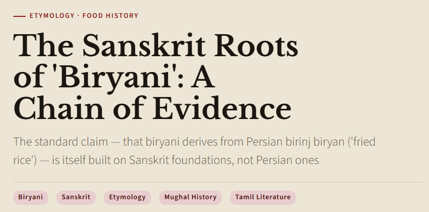 Sanskrit roots of Biriyani for the saabis of <a href="/TheEconomist/">The Economist</a>