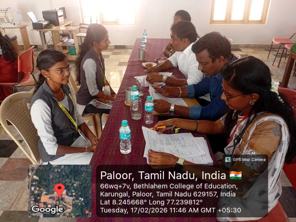 BethlahemB's tweet photo. A campus interview was held at Bethlahem College of Education for the B.Ed second year students. On 17th February 2026, representatives from Sheik Fathima Matric Higher Secondary School, Aranthangi, Puthukottai, visited our campus. https://t.co/V5bZisUa5z
