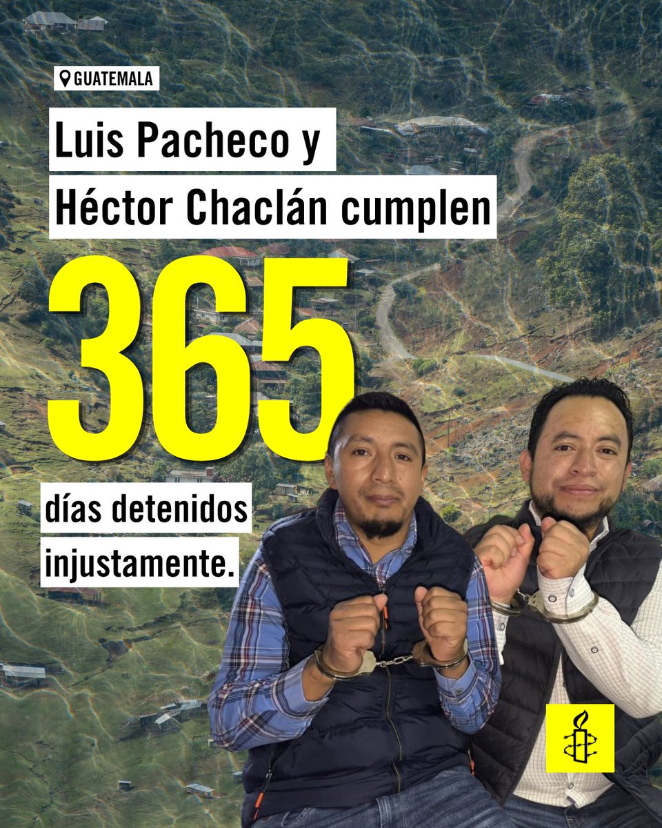 🇬🇹#Guatemala 
📣 Luis y Héctor de <a href="/48_CantonesToto/">48 Cantones Oficial</a> cumplen 1 año detenidos injustamente por defender los derechos humanos. 
Su detención es parte de un patrón alarmante que busca silenciar a quienes alzan su voz. 
Es hora de frenar el castigo contra ellos, sus familias y a sus