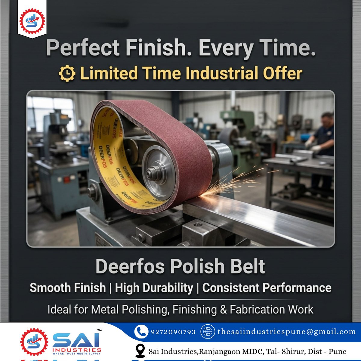 Sai__Industries's tweet image. Achieve a flawless finish every time ⚙️ Sai Industries offers Deerfos polish belts designed for durability and consistent performance.Ideal for metal polishing and fabrication work. Limited-time offer available—upgrade your finishing quality today.
#SaiIndustries #IndustrialTools