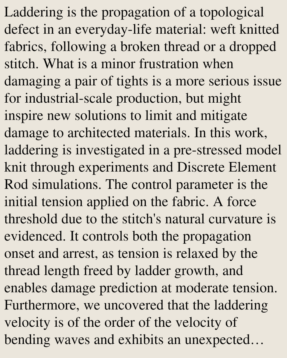 Laddering Thread Laddering of a knitted fabric: a topology-induced failure Antoine ...