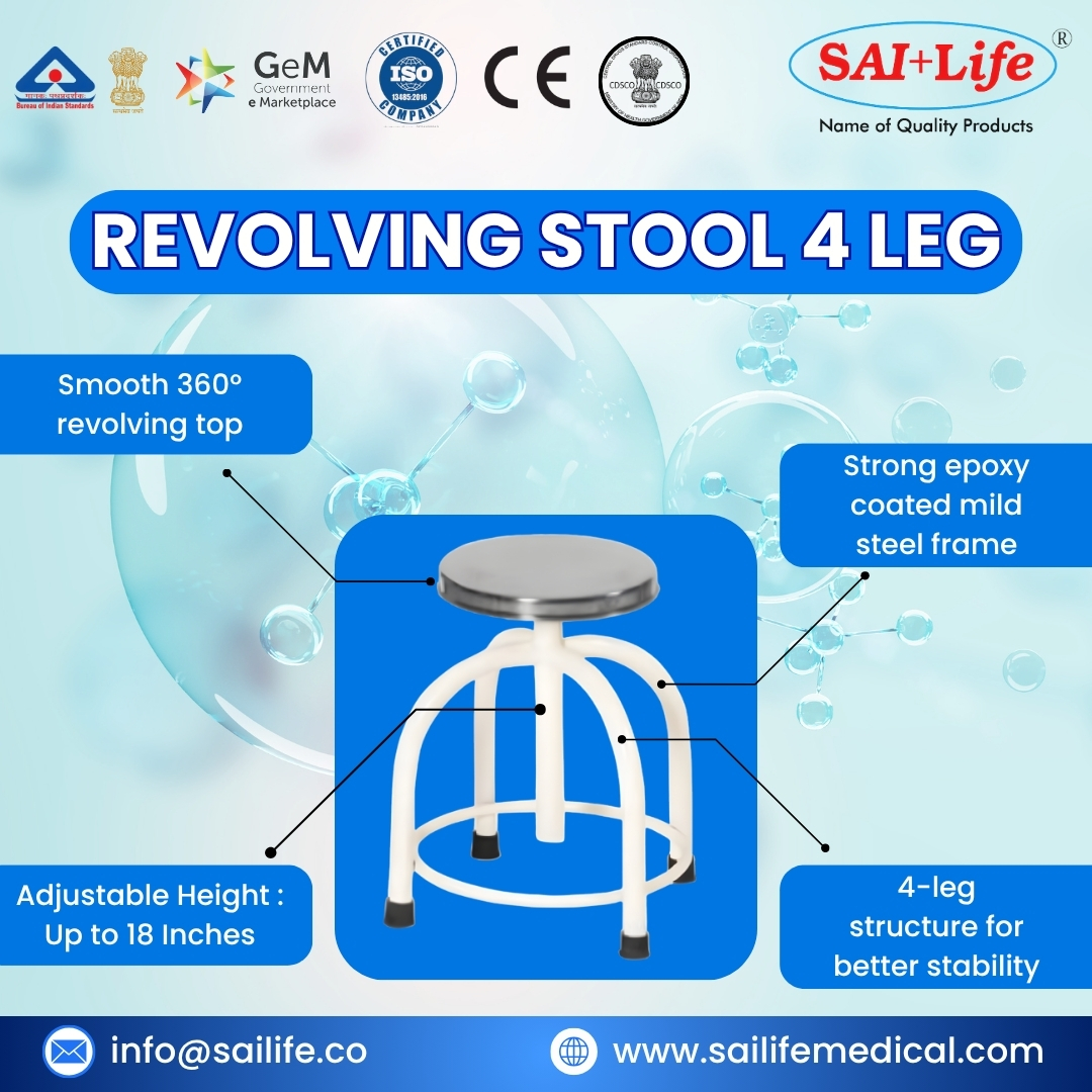 sailifeindia's tweet image. Revolving Stool 4 Leg – Reliable Comfort &amp;amp; Stability

Upgrade your medical workspace with the Sai Life Revolving Stool, designed for durability, smooth performance, and everyday convenience.

#SaiLifeMedicalDevices #MedicalFurniture #RevolvingStool #HospitalEquipment