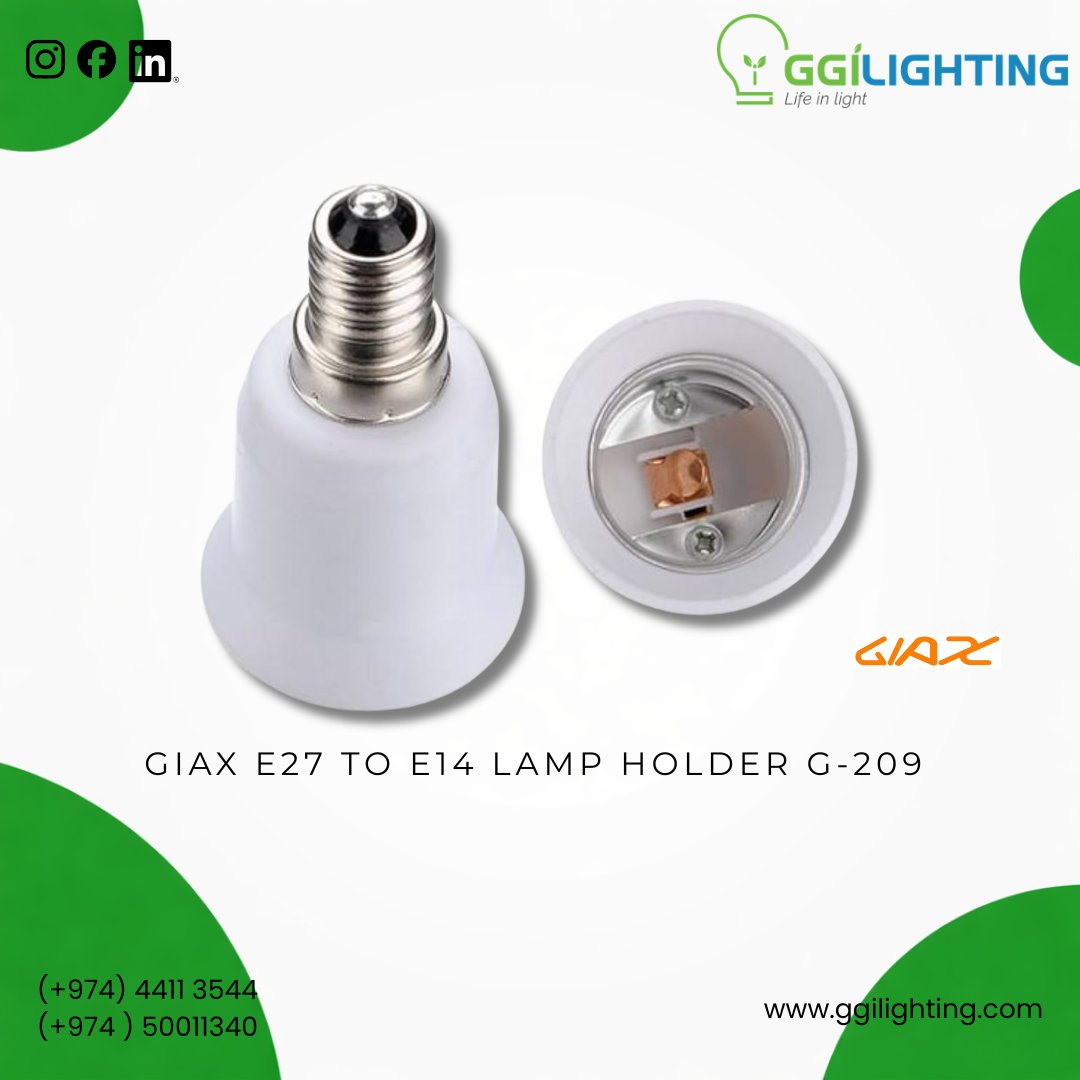gogreenintl's tweet image. Make your lighting more versatile with simple, smart solutions 💡

The GIAX E27 to E14 Lamp Holder (G-209) allows you to easily adapt your existing E27 sockets to fit E14 base bulbs.
#GGILighting #GiaxLighting #LightingSolutions #LampAdapter #E27toE14