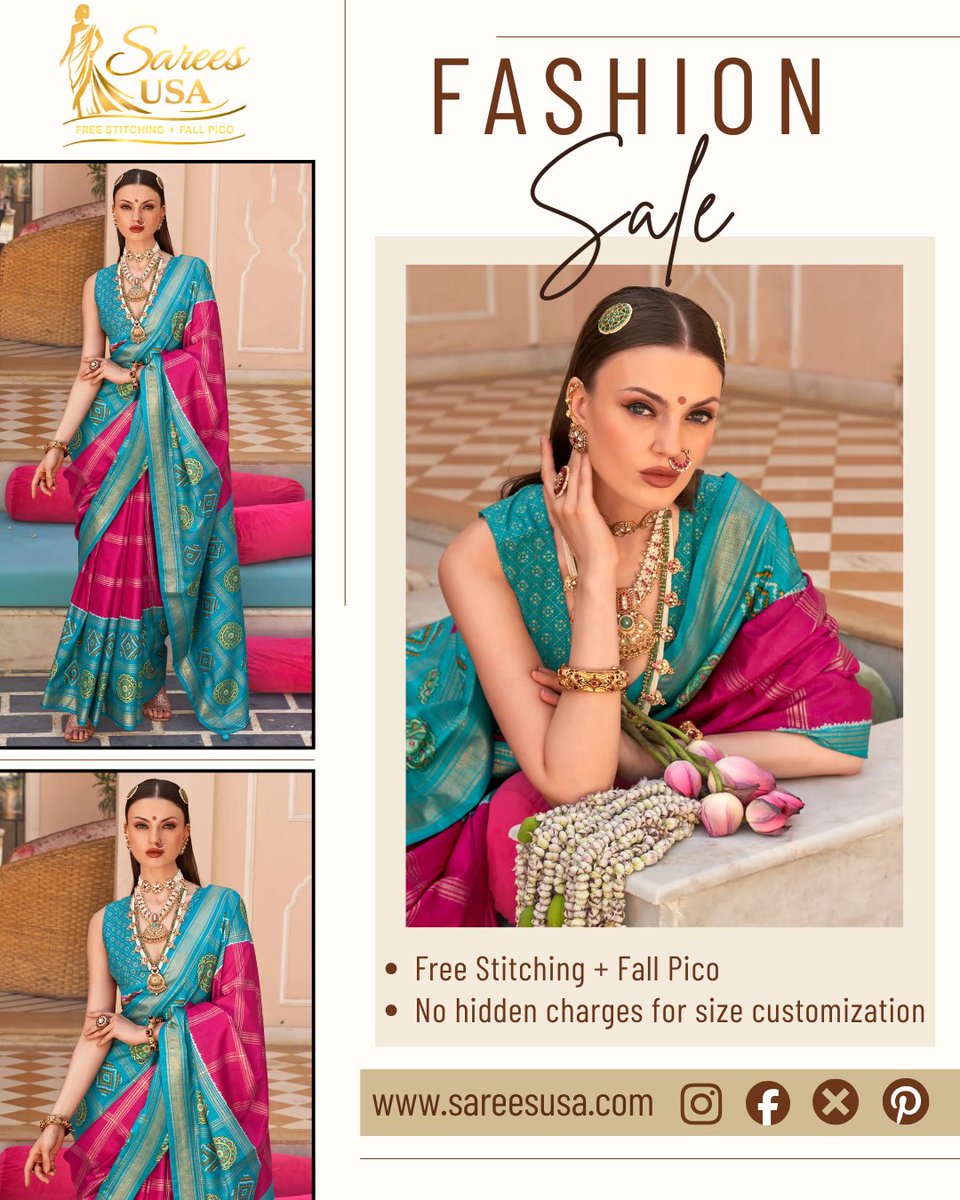 SareesUSA's tweet photo. Draped in timeless grace, where tradition meets effortless elegance ✨

Buy your favorite saree and enjoy free stitching + fall pico....

Shop now: https://t.co/sYbmvieFRN

(Ready to wear, sarees, Ready to wear sarees, Sarees USA, USA Clothes, Traditional outfit, Indian sarees) https://t.co/iu0am0ngFl