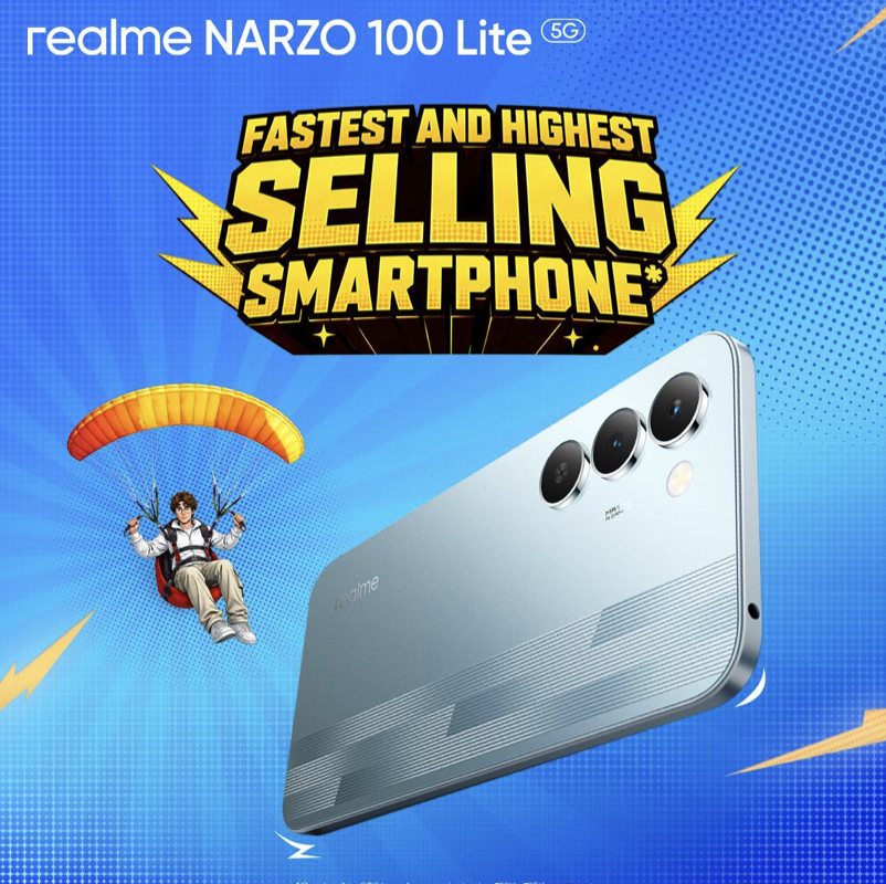 gogiinc's tweet image. The realme NARZO 100 Lite 5G is now the Fastest &amp;amp; Highest-Selling smartphone on Day 1 (2026) on Amazon in the ₹12K. to ₹15K segment 

7000mAh Titan Battery , 144Hz Display, Dimensity 6300 

#realme #Narzo100Lite5G #AmazonIndia
