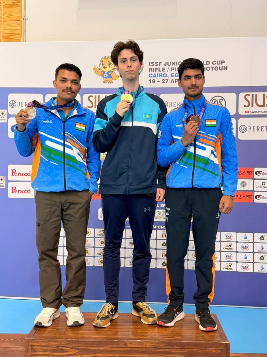 BSF_India's tweet image. A moment of immense pride for the Nation and Force

At the ongoing ISSF Junior World Cup, Cairo (19–27 Apr 2026), Constable Chandra Raj of the BSF Central Shooting Team clinches Silver🥈medal in the 25m Sports Pistol event with a stellar score of 580.

A testament to dedication,