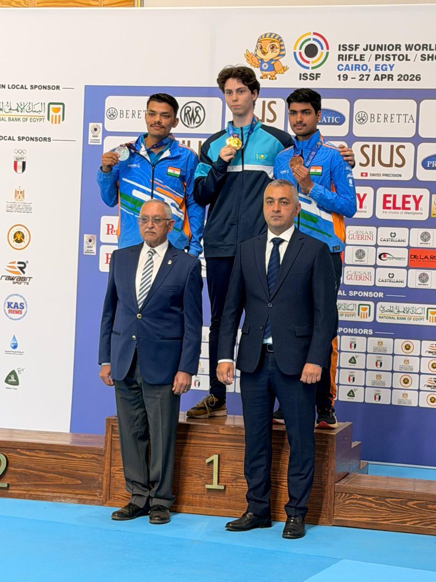 BSF_India's tweet image. A moment of immense pride for the Nation and Force

At the ongoing ISSF Junior World Cup, Cairo (19–27 Apr 2026), Constable Chandra Raj of the BSF Central Shooting Team clinches Silver🥈medal in the 25m Sports Pistol event with a stellar score of 580.

A testament to dedication,
