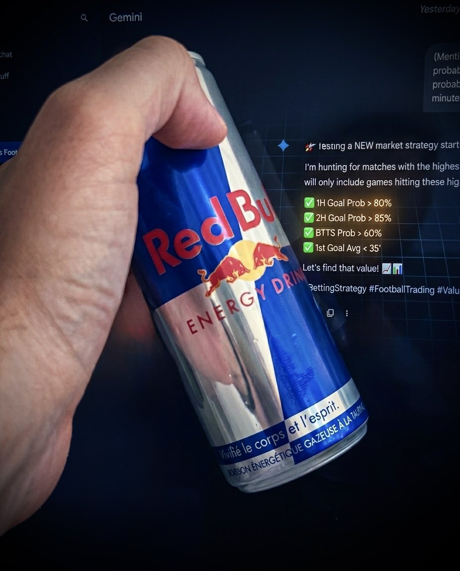 blazentije's tweet image. 🚀 Testing a NEW market strategy starting TODAY! ⚽️🔥

✅ 1st Half Goal Prob &amp;gt; 80%
✅ 2nd Half Goal Prob &amp;gt; 85%
✅ Both Teams To Score &amp;gt; 60%
✅ 1st Goal Avg Time &amp;lt; 35’

We’ll test together—FREE for the next 7 days! 📈📊

#Betting #Football #Value #Stats #Trading