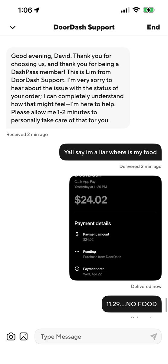 TheiPodJackson's tweet photo. @DoorDash been waiting since 1130 pm…AS USUAL BUT WHEN MY FOOD IS FUCKED UP IM THE LIAR https://t.co/hEdSgK2N4F