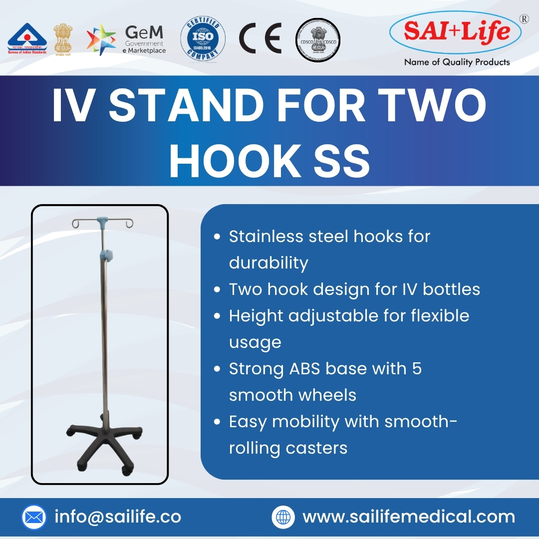 sailifeindia's tweet image. IV Stand for Two Hook SS – Strength, Stability &amp;amp; Mobility

Enhance patient care efficiency with the Sai Life IV Stand, designed for durability, flexibility, and smooth mobility in medical environments.

#SaiLifeMedicalDevices #IVStand #HospitalEquipment #HealthcareSolutions