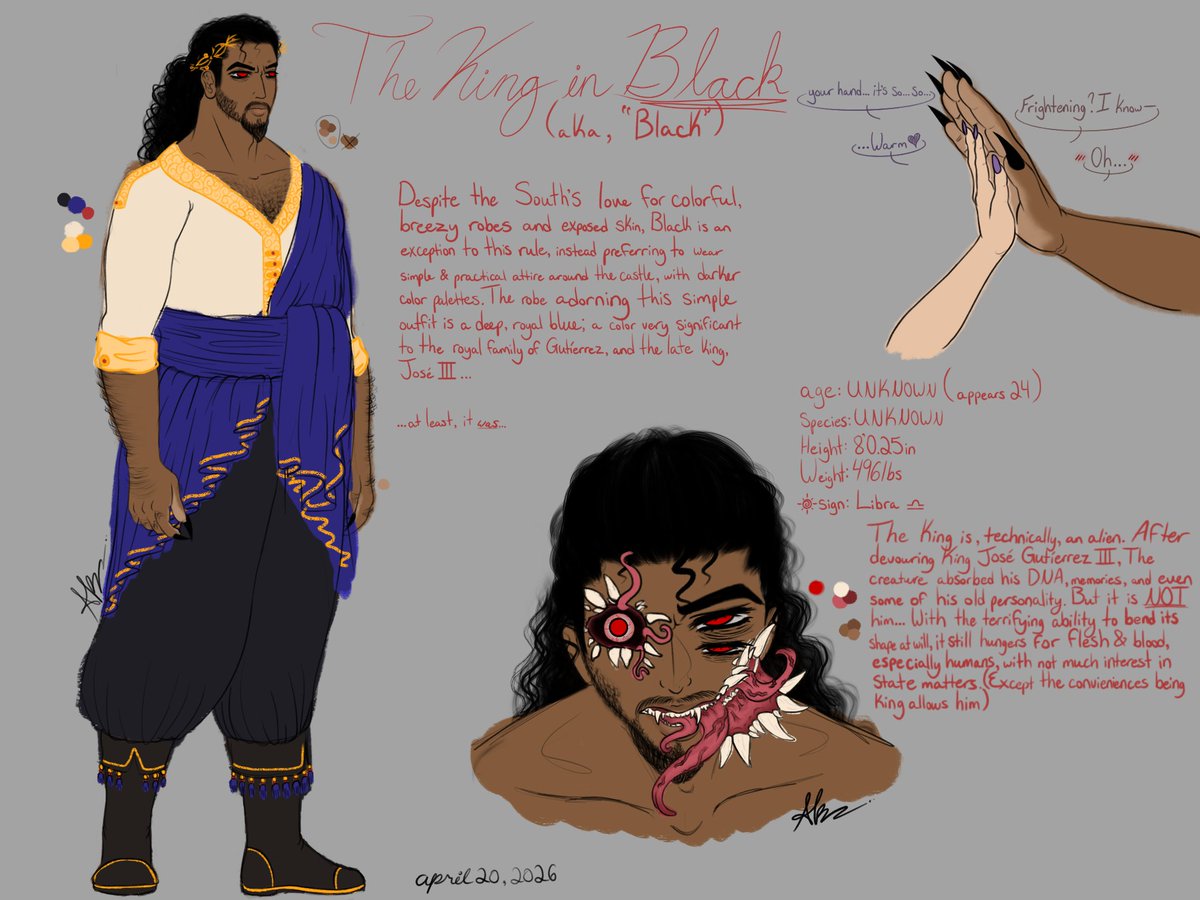 AutumnKalista's tweet photo. The King in Black

aka my cannibalistic body horror shapeshifting eldritch nightmare who is also my husband 💖💖💖

#bodyhorror #oc #charactersketch https://t.co/e8MijKbm2i