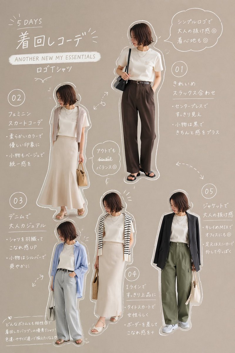 tkhsna's tweet photo. 楽天のショート丈Tシャツを使った着回しコーデ5days👗🌼
リクエストあればお気軽に！￼ https://t.co/fuzL7YefmG