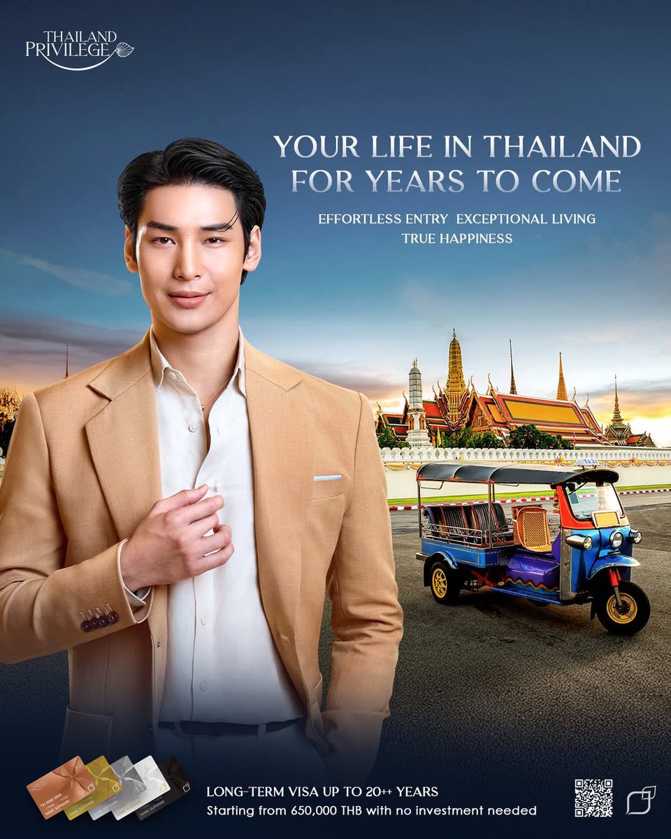 Your life in Thailand for years to come ✨​ 

Effortless entry exceptional living true happiness with Thailand Privilege designed for those who value comfort, convenience, and exclusive access.

#ApoNattawin #LongTermVisa #LiveInThailand #ThailandPrivilege 
<a href="/Nnattawin1/">Nnattawin</a> 

APO TH