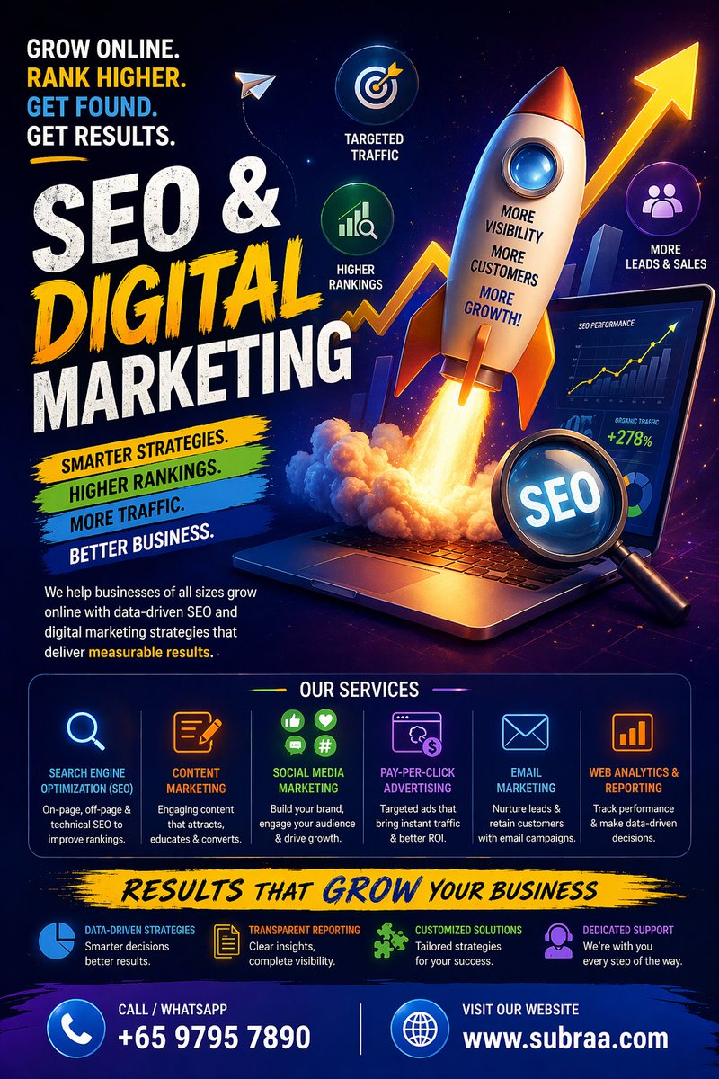 Chitusharmi's tweet image. Grow your brand, increase your reach, and drive real results - partner with us today and take your business to the next level.

subraa.com/seo-agency-sin…

#SEO #DigitalMarketing #SearchEngineOptimization #OnlineMarketing #ContentMarketing #SocialMediaMarketing #MarketingStrategy