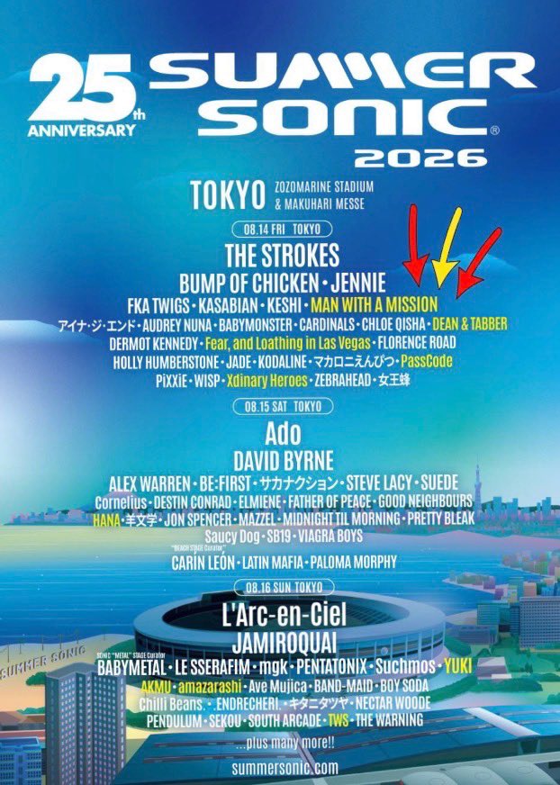 狼ブラザーズ🐺もサマソニ出演‼️
ワクワク。<a href="/summer_sonic/">SUMMER SONIC</a> <a href="/MWAMofficial/">MAN WITH A MISSION</a> <a href="/mwamjapan/">MAN WITH A MISSION</a>