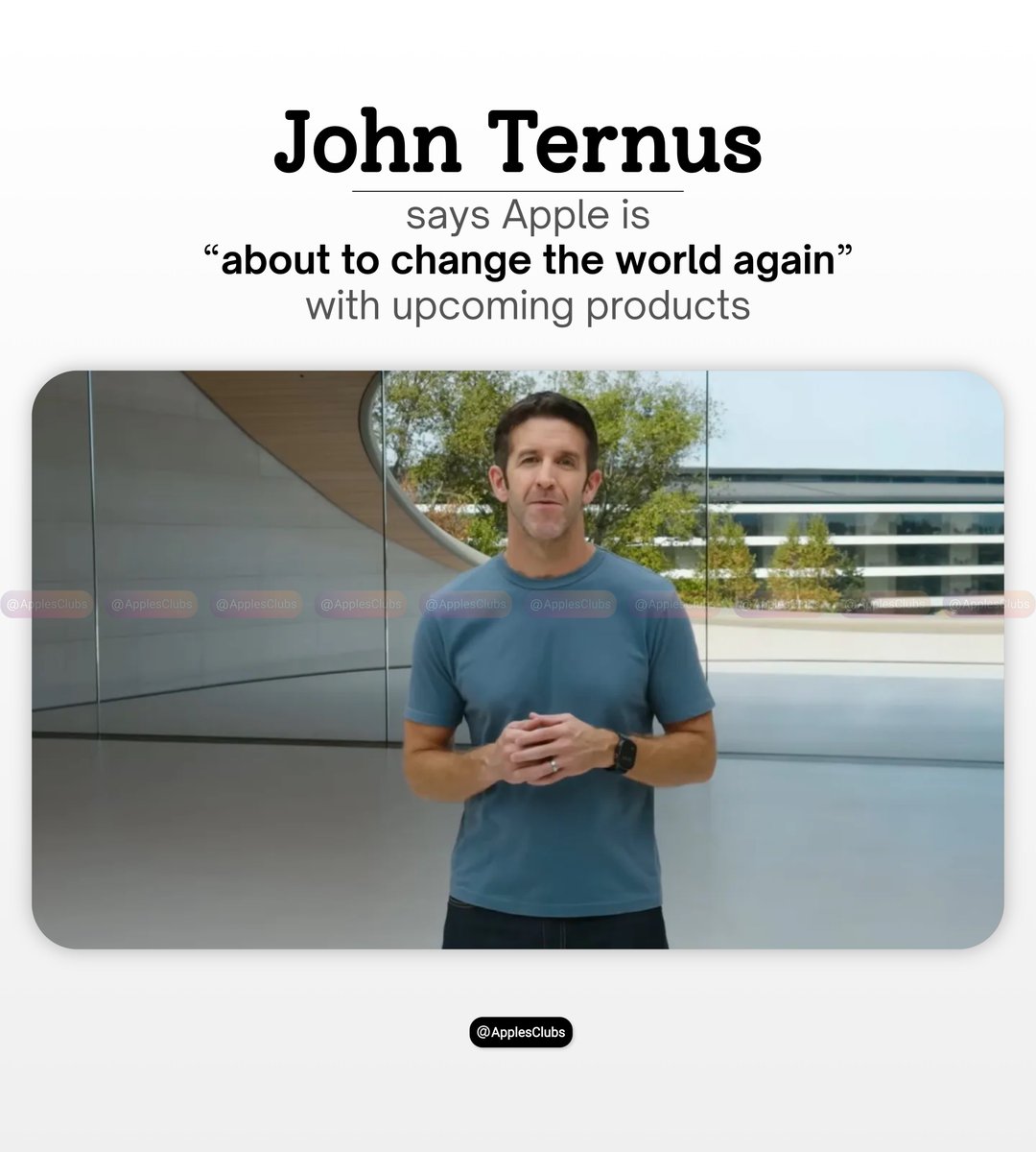 ApplesClubs's tweet photo. John Ternus says Apple is “about to change the world again.” https://t.co/mhLsfa5BBR