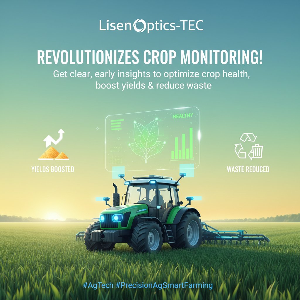 LisenOptics's tweet image. revolutionizes crop monitoring! 🚜 Get clear, early insights to optimize crop health, boost yields &amp;amp; reduce waste. Empowering farmers with proactive decisions. #AgTech #PrecisionAg #SmartFarming