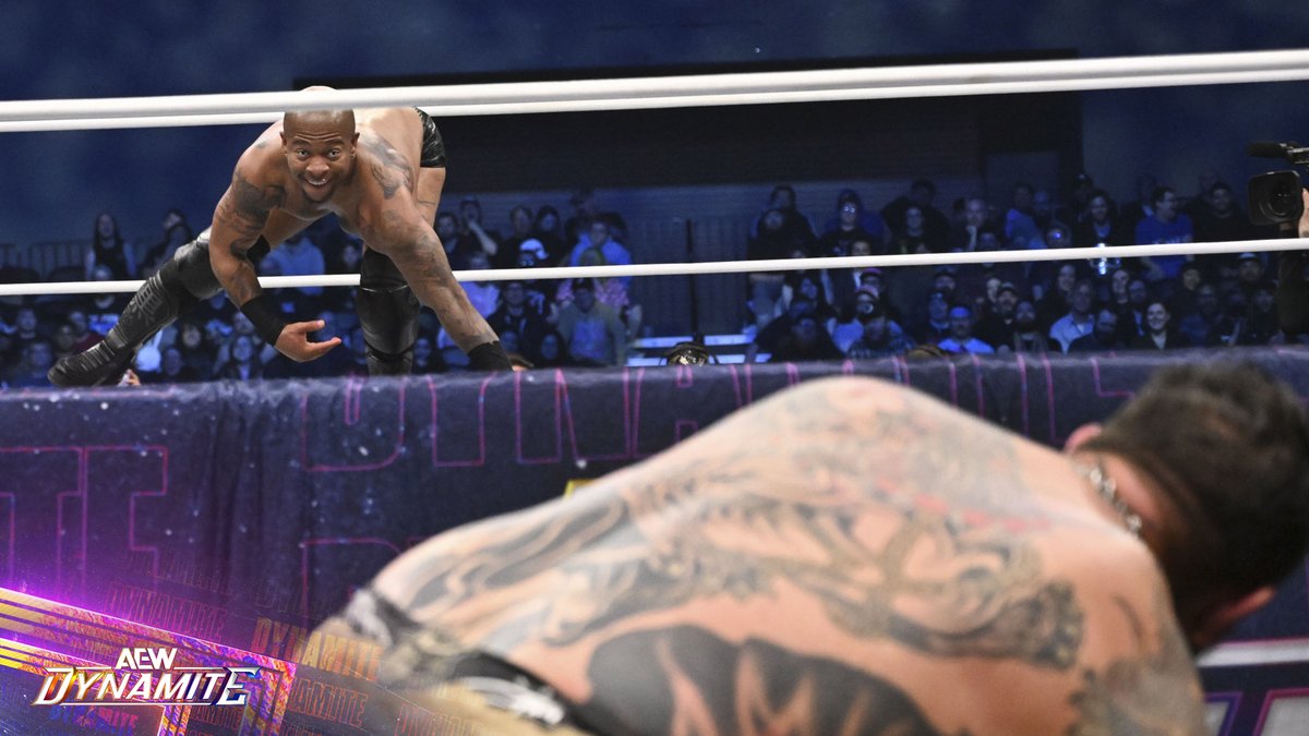 AEW's tweet image. The action never stopped on last night's edition of Dynamite. What was your favorite part?

Watch the #AEWDynamite replay RIGHT NOW on @SportsOnMAX!