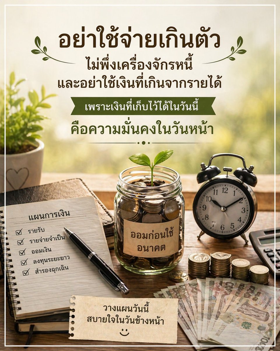 NO1CAPTION's tweet photo. เงิน…ไม่เคยพอสำหรับคนที่ไม่วางแผน
แต่จะ “พอดี” สำหรับคนที่รู้จักควบคุม 💰

วันนี้เก็บนิดเดียว
พรุ่งนี้อาจเปลี่ยนชีวิตได้ทั้งก้อน

#วินัยการเงิน #ออมก่อนใช้ #ชีวิตดีเริ่มที่เรา https://t.co/2FqQg7NY0t