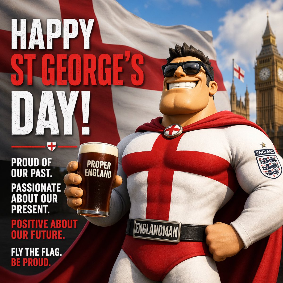 EnglandMan's tweet image. 🏴󠁧󠁢󠁥󠁮󠁧󠁿 HAPPY ST GEORGE’S DAY! 🏴󠁧󠁢󠁥󠁮󠁧󠁿

Today we celebrate everything that makes this little island great:
Proper pubs. Questionable weather. World-class banter. And a football team that keeps us emotionally invested (for better or worse).

It’s coming home. Always.

#StGeorgesDay #England