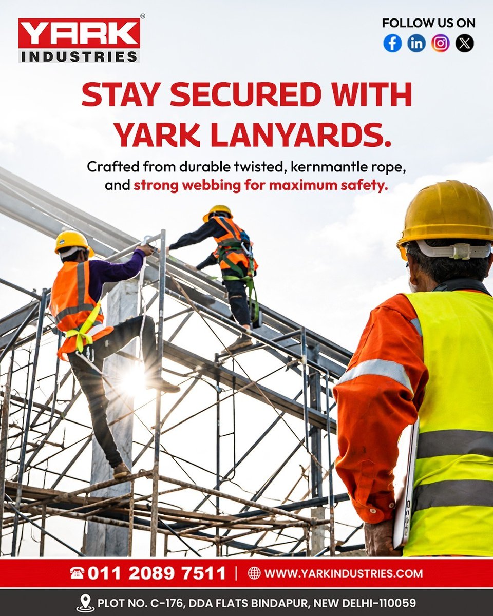 YarkIndustries's tweet image. Stay safe, stay confident 🔒 YARK lanyards are built with durable twisted and kernmantle rope, plus strong webbing giving you the reliability you need on every job. Safety that never lets go.

For more Information call us at : 01120897511

#SafetyFirst #YarkIndustries #Lanyards