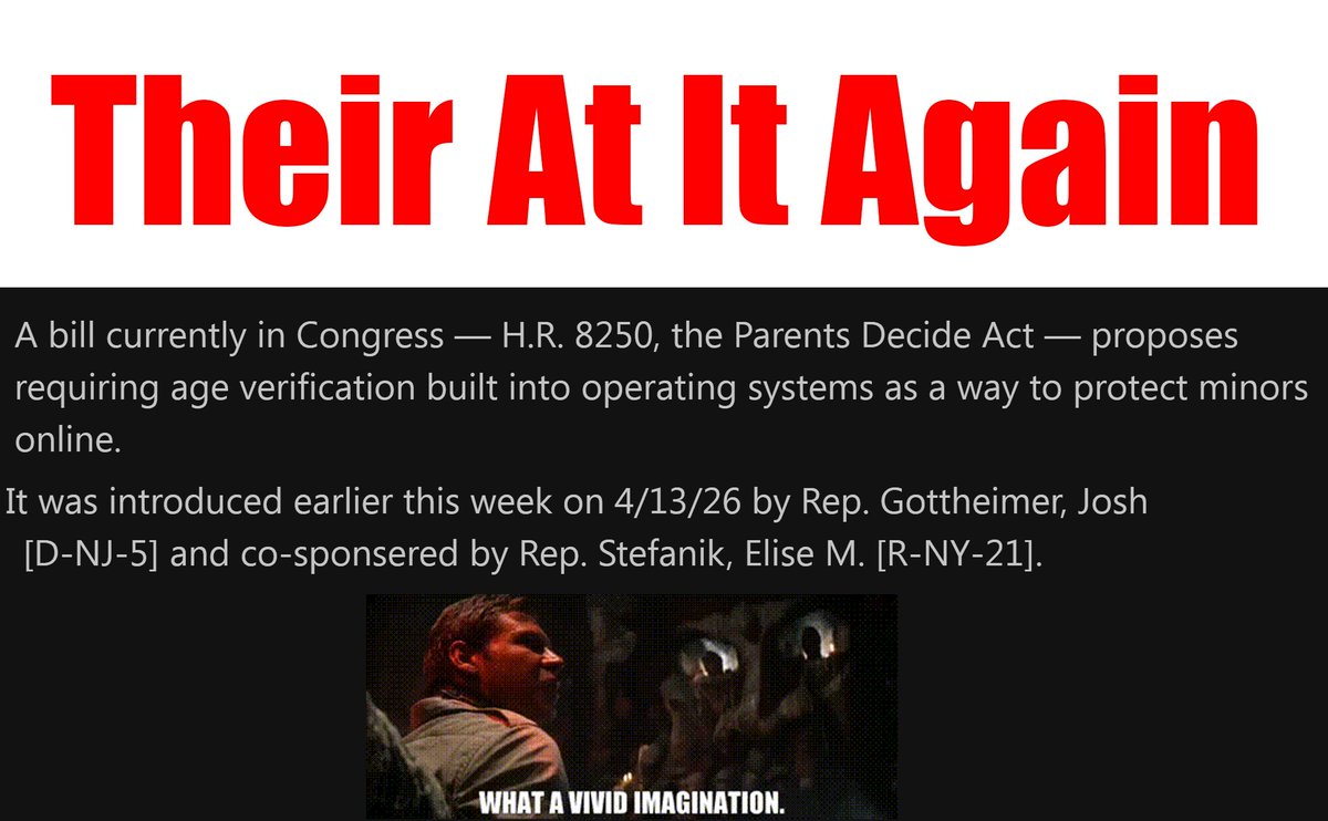 KylesDoodle's tweet image. H.R. 8250 congress.gov/bill/119th-con… 
Look at the sheer incompetence of these people its as if they don't know how a dam PC works. i deserve my privacy at home on my system. politicians should never have that. FUCK FASCISTS. @USA #internet #privacy #computer #America