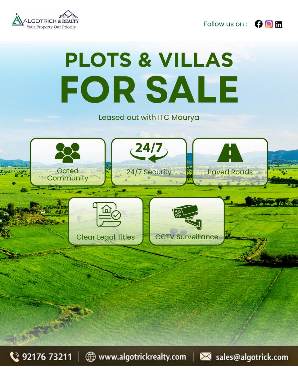 Algotrickrealty's tweet image. Premium plots &amp;amp; villas with top-tier amenities and assured amenities.

Book your site visit today!

#RealEstateInvestment #PlotsForSale #VillasForSale #PropertyInvestment #GatedCommunity #HighROI #AlgotrickRealty #DreamProperty