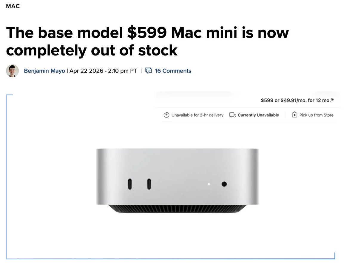 Apple's M4 Mac mini lineup is becoming increasingly hard to buy
