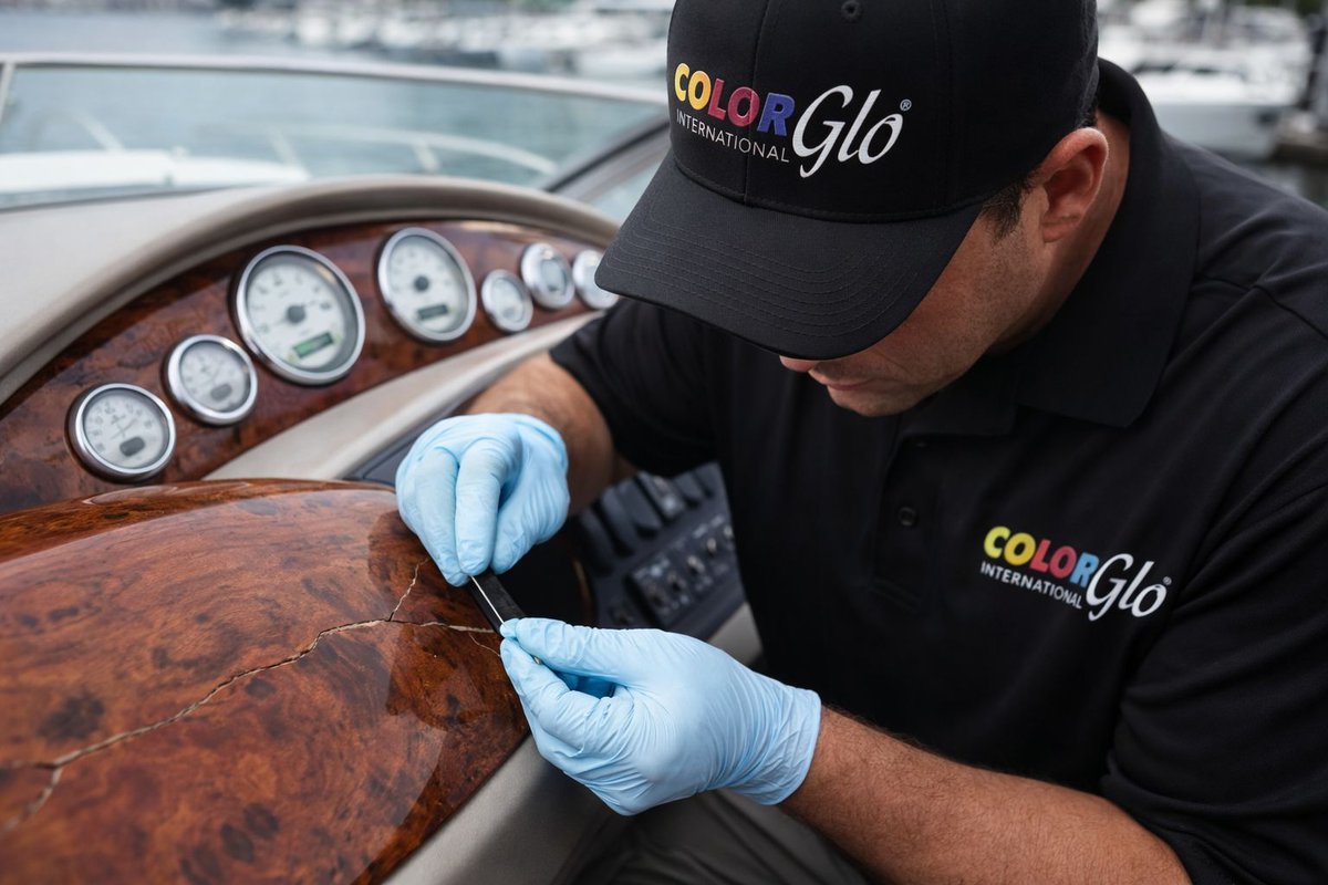 At Color Glo, we specialize in bringing the sophisticated elegance of woodgrain back to life, whether it’s the sun-drenched dashboard of a luxury boat, the classic interior of a vintage car, or the high-end trim in a private aircraft.