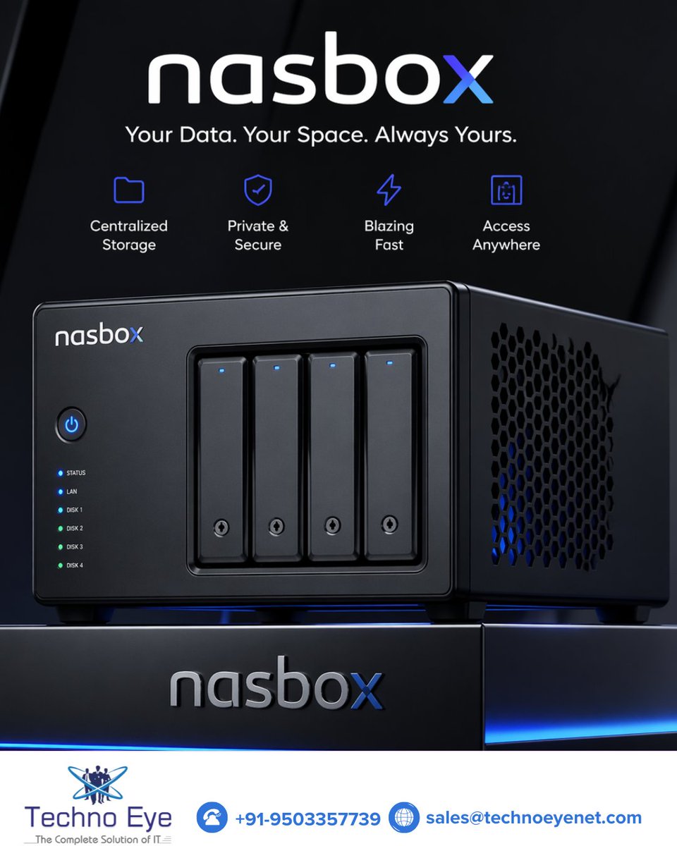 Technoeyenet's tweet image. Your data isn’t just files — it’s your life, your work, your edge.
Stop renting space in the cloud. Start owning it.

Meet nasbox — built for speed, designed for privacy, and always within your reach.

Take full control of your data today.
.
.
#nasbox #OwnYourData #PrivateCloud