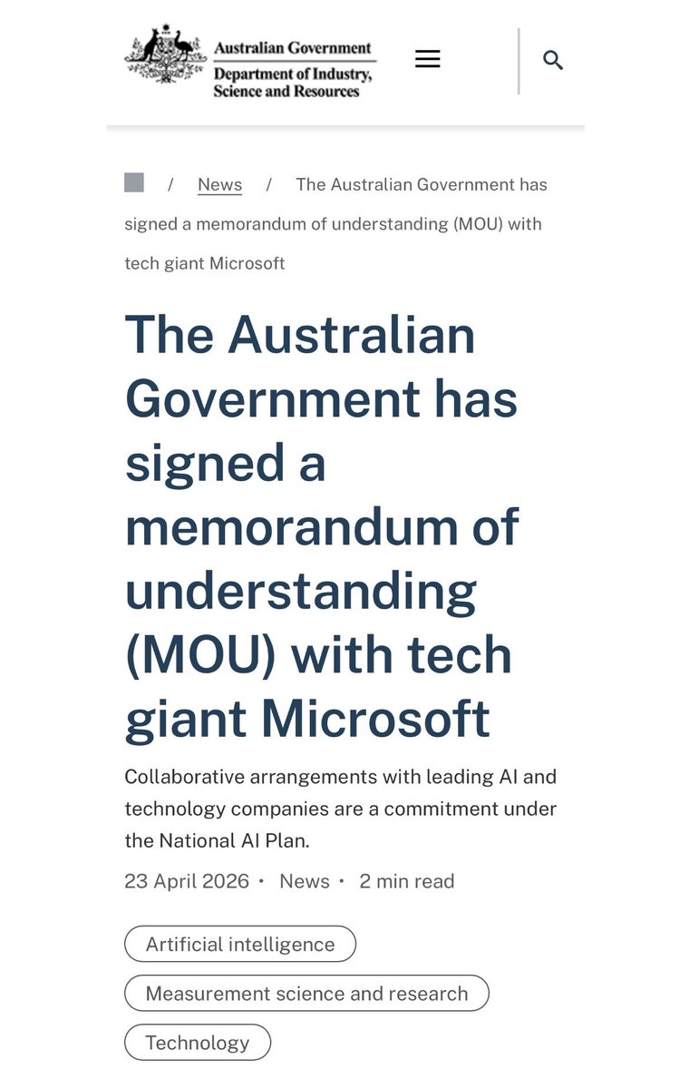 TheTechInvest's tweet image. 🚨BREAKING: $MSFT TO INVEST $25B IN AUSTRALIA IN AI INITIATIVE SUPPORTED BY THE AUSTRALIAN GOVERNMENT

This marks the biggest ever investment by a global technology company in Australia.