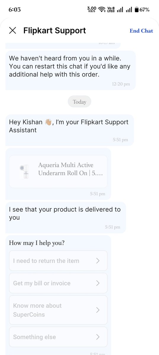 Kishan_Sonani21's tweet image. My customer chat experience has been far from user-friendly, and it's frustrating! 😤 I've been trying to connect with a customer care officer for 4 days now, but my requests are being avoided. I'm taking this to the customer forum. #CustomerService #Frustration #shameonflipcart
