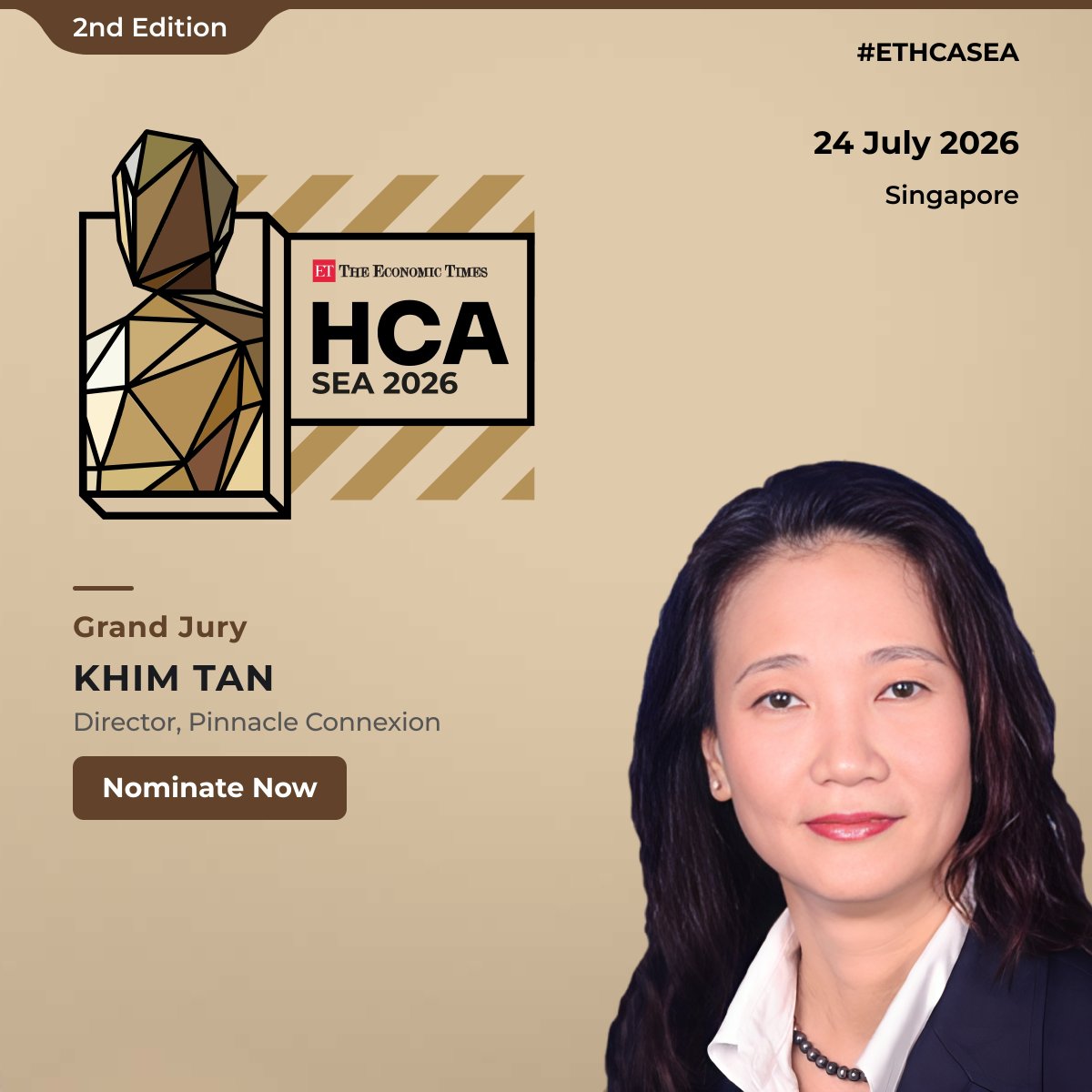 ETHRWorldSEA's tweet image. Welcoming Khim Tan, Director, Pinnacle Connexion, as Grand Jury for ET Human Capital Awards Southeast Asia 2026.

She brings a sharp perspective on identifying and nurturing top talent across organisations.

Nominate Now: hrsea.economictimes.indiatimes.com/human-capital-…

#ETHCASEA #HumanCapital