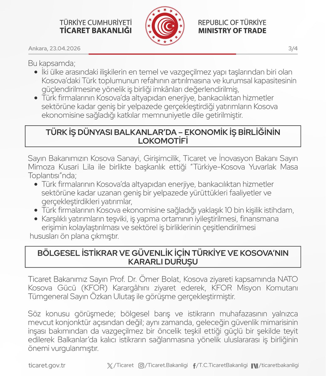 T.C. Ticaret Bakanlığı tweet media