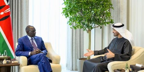 addisstandard's tweet image. #Kenya, #UAE presidents hold talks on bilateral relations 

Addis Abeba — Kenyan President William Ruto held high-level talks with President Mohamed bin Zayed Al Nahyan of the United Arab Emirates on 22 April.

The discussions focused on the bilateral relations between the two