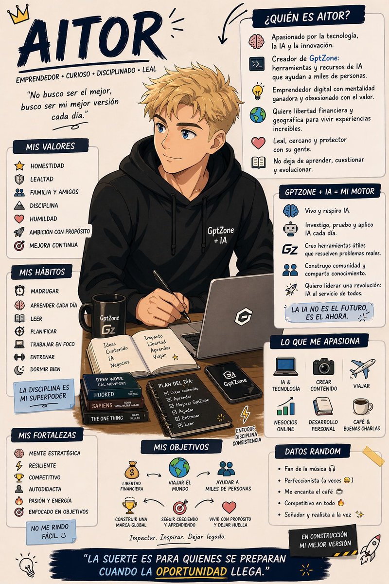 Pídele a ChatGPT que, conociendo todo lo que sabe sobre ti, genere una imagen tuya con GPT Image 2

prompt: Conociendo todo lo que sabes sobre mí, crea una infografía de mí. Haz una imagen en estilo cartoon anime.