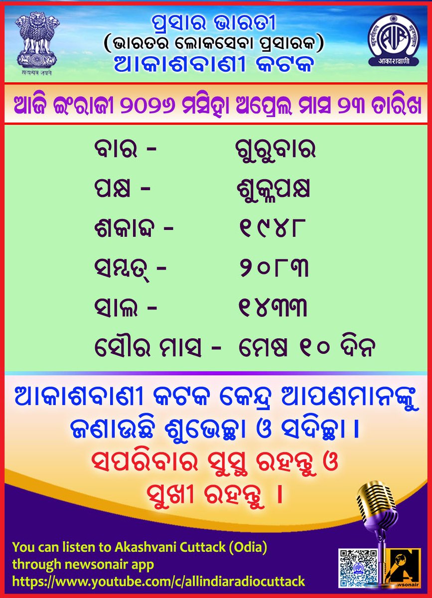 Akashvani Cuttack (ଆକାଶବାଣୀ କଟକ) (@aircuttack) on Twitter photo 