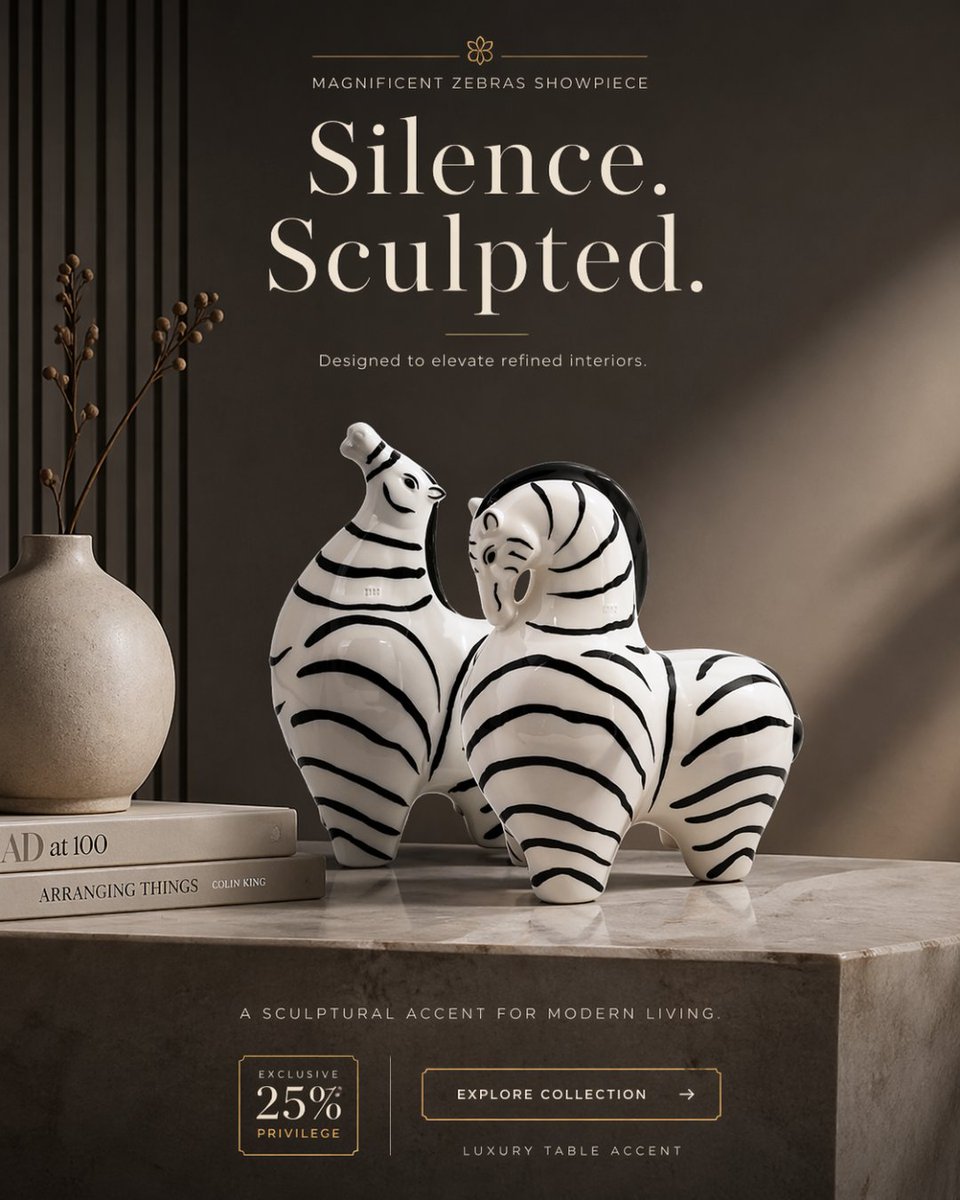DecorUncle's tweet image. 💫Silence, sculpted into form.

The Magnificent Zebras Showpiece brings a sense of quiet luxury to your space. where artistry meets intention. 💐✨

Tap the link to shop now! 🛒 🛍️👇 decoruncle.com/product/magnif…

#LuxuryDecor #HomeStyling #InteriorDesign #ModernLiving #HomeDecor
