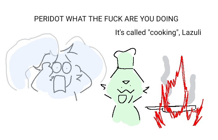 Jayxxxx24's tweet photo. Cooking for the first time (she is learning!)

#StevenUniverse #sketch https://t.co/8RJVJunPW4
