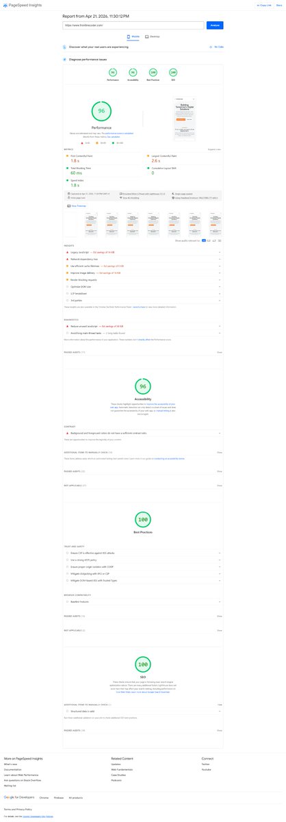 frontlinecoder's tweet photo. I recently upgraded my website with Next.js for better page speed and performance.
If you need help with your website or have any questions, please contact us here:  https://t.co/v7Gy2wYRif https://t.co/sSAsprnJVk