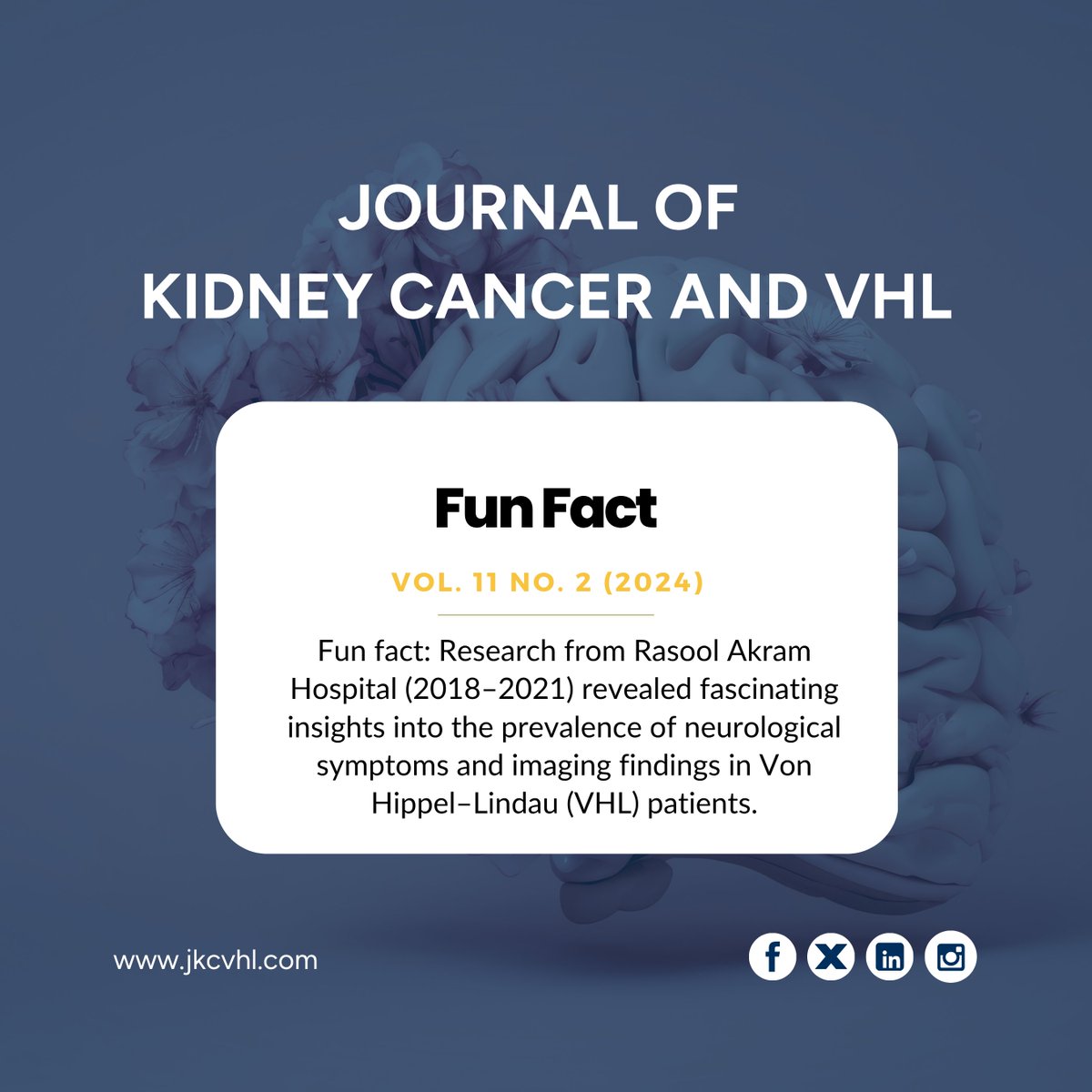 Jokcov's tweet photo. A study from Rasool Akram Hospital (2018–2021) highlights neurological symptoms and imaging findings in VHL patients, improving understanding of nervous system involvement.
Read more: https://t.co/WnJDLQmlx5
#VHL #KidneyCancer #RCC #CancerResearch https://t.co/IvtzvFLnqE