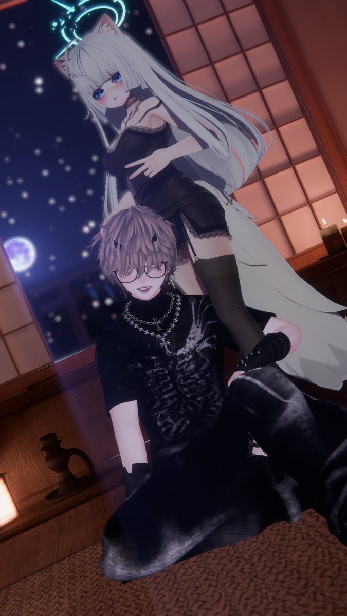 Devsus66's tweet image. I entered this realm and found me a cutie ( @NaNekoVR 
) to relax with and enjoy the view… ain’t she a cutie? &amp;lt;3

#hentai #vtuber #vr #lewdtuber #demonboy #egirl #dom #chill #switch #booth #anime