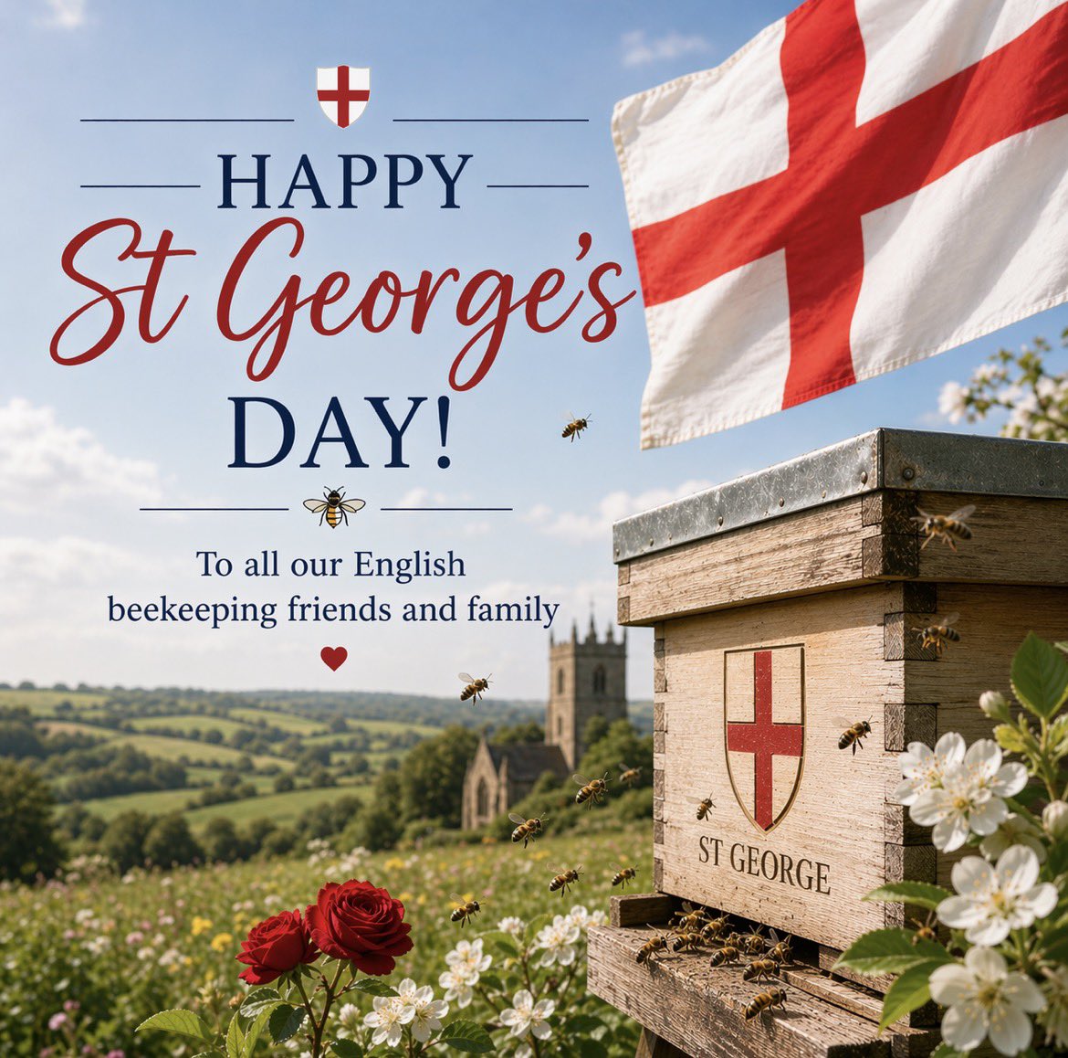 Scotbeekeepers's tweet image. 🏴󠁧󠁢󠁥󠁮󠁧󠁿🐝 A very Happy St George’s Day to all our wonderful English beekeeping friends &amp;amp; family! 🐝🏴󠁧󠁢󠁥󠁮󠁧󠁿

#StGeorgesDay #English #beekeeping #friends