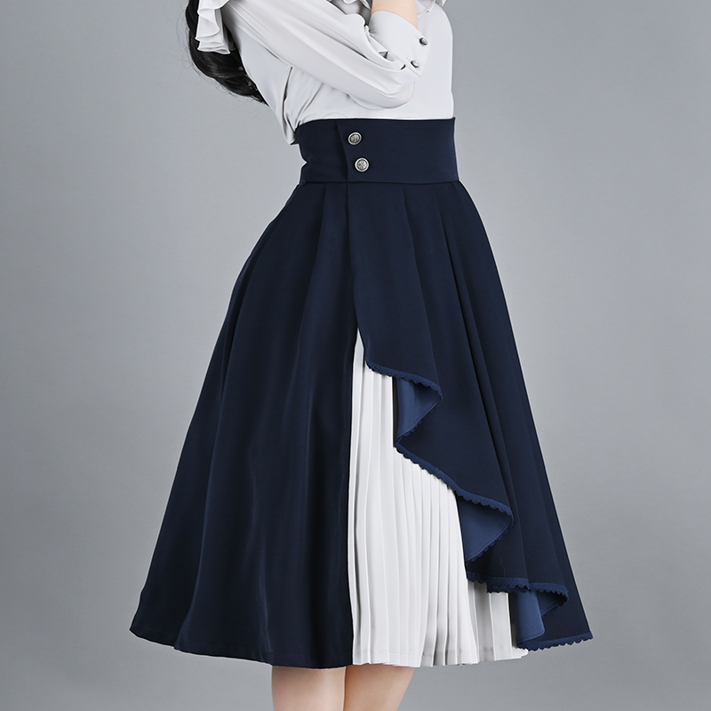 NOS_PROJECT's tweet photo. 【pick up】フリンデルスカート　ネイビー

流れるような３段のドレープが美しいスカート。神秘的な深みのあるネイビーは、エレガントなグレーのプリーツとの組み合わせが洗練された印象を与えます。 https://t.co/jMB0phQ98r