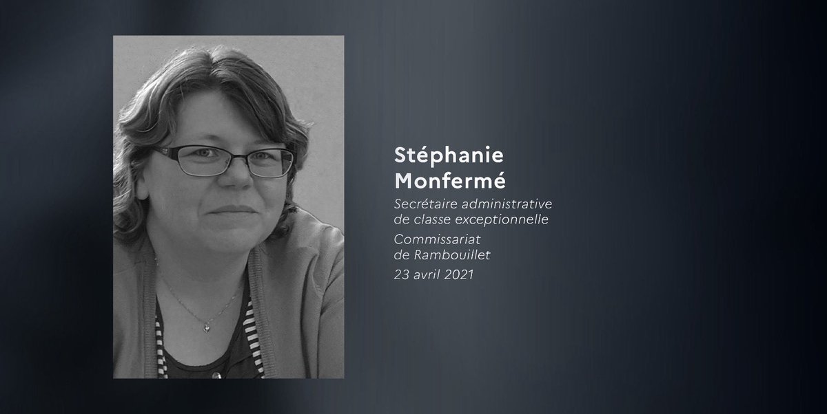 PoliceNationale's tweet image. #NoublionsJamais | ⚫️ Il y a 5 ans, le 23 avril 2021, Stéphanie Monfermé, agente administrative au commissariat de Rambouillet (78), était assassinée dans l'exercice de ses fonctions par un terroriste. 
Pensée émue pour sa famille, ses proches et ses collègues.