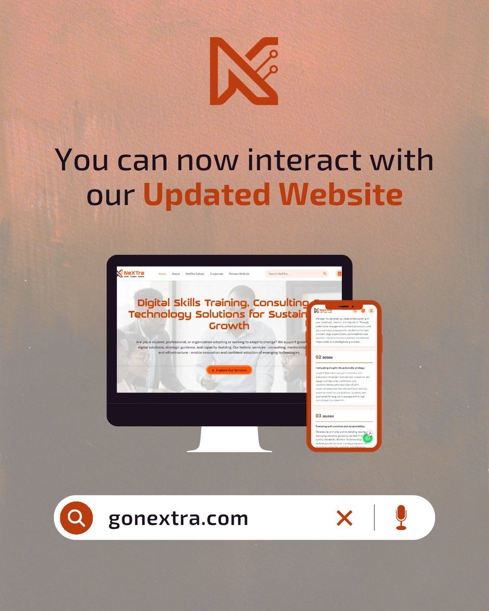 gonextra0's tweet photo. Hello NeXTra family,

We’re excited to share our newly upgraded website. Visit https://t.co/h39SPRZOv3 and experience the evolution. This is just the beginning as we continue creating impact in the tech and digital space.

Thank you for being part of this journey with us. https://t.co/XqHmfJSNdL