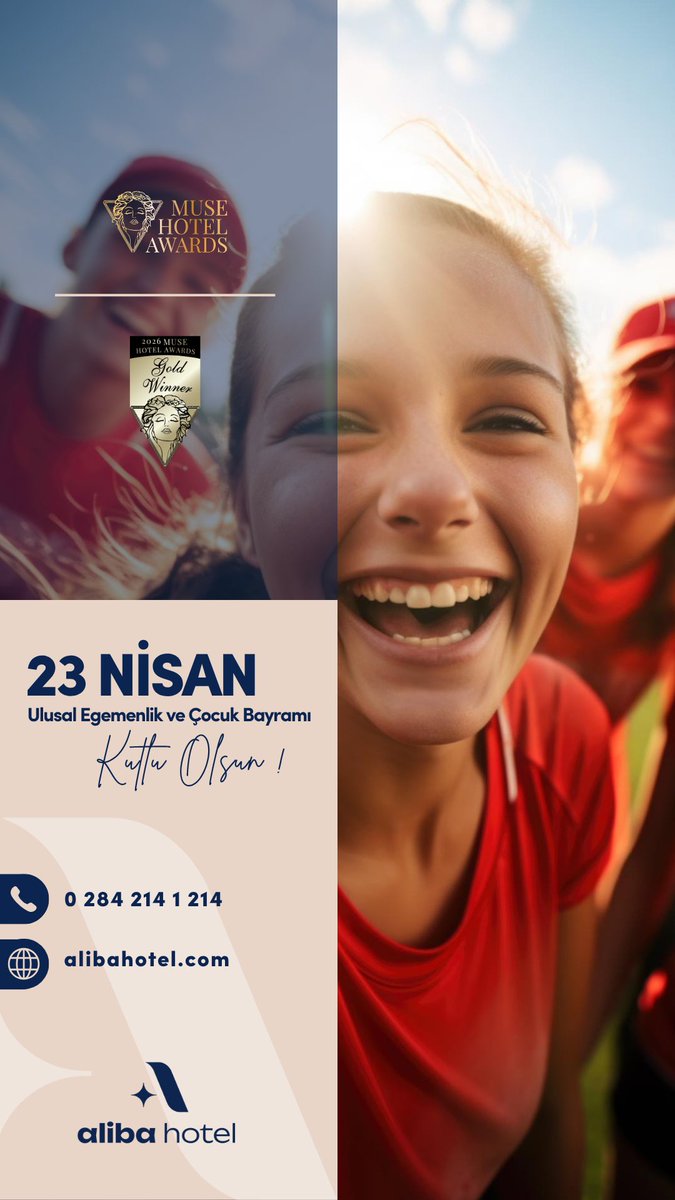 AlibaHotel's tweet photo. Dünyadaki tüm çocukların neşeyle güldüğü, bayram tadında bir gelecek dileğiyle! 🎈✨
23 Nisan Ulusal Egemenlik ve Çocuk Bayramı kutlu olsun. 🇹🇷 #AlibaHotel’de her zaman sevgi ve konforla ağırlanmaya davetlisiniz.  #23NisanUlusalEgemenlikveÇocukBayramı https://t.co/L4MjY8OB4j