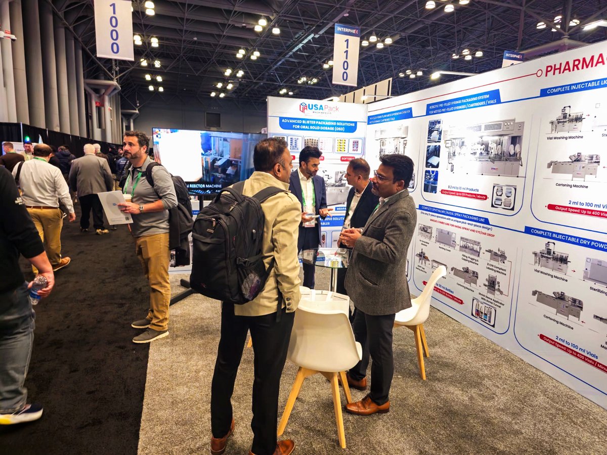 UsaPackMachines's tweet photo. Day 1 is live at INTERPHEX 2026🚀

USA Pack Machines LLC is on the floor showcasing advanced pharmaceutical processing &amp; packaging solutions.

Stand 1037 | Learn more: https://t.co/MGueirj2nb

#INTERPHEX2026 #PharmaManufacturing #PackagingInnovation #USAPackMachines @INTERPHEX https://t.co/Ro0Xs14UVg